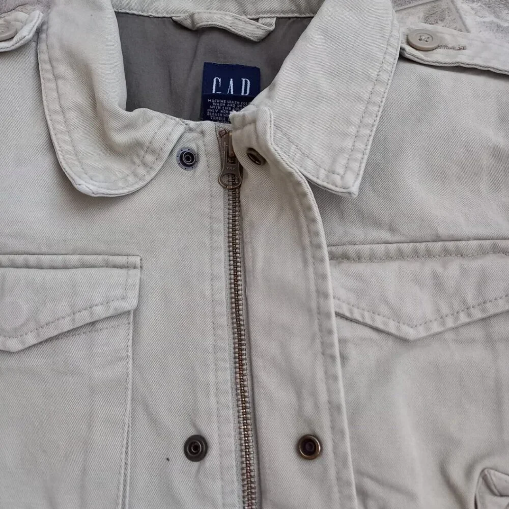 GAP Beige Utility Jacket Kids XS (4) – 100% Cotton Lightweight Coat